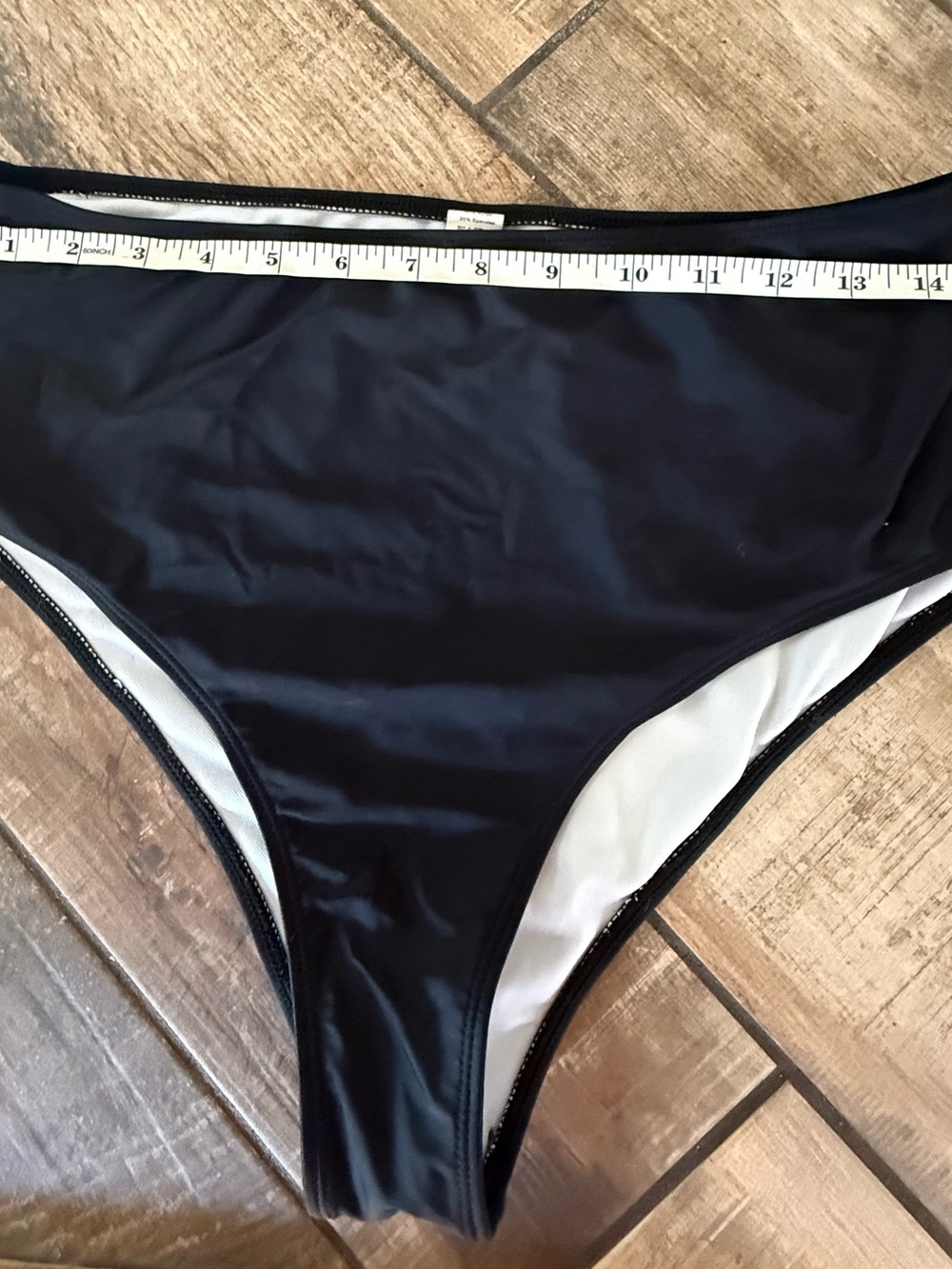Amazon Sexy Black Cheeky Bikini Bottom - White Lined Classic